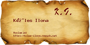 Köles Ilona névjegykártya